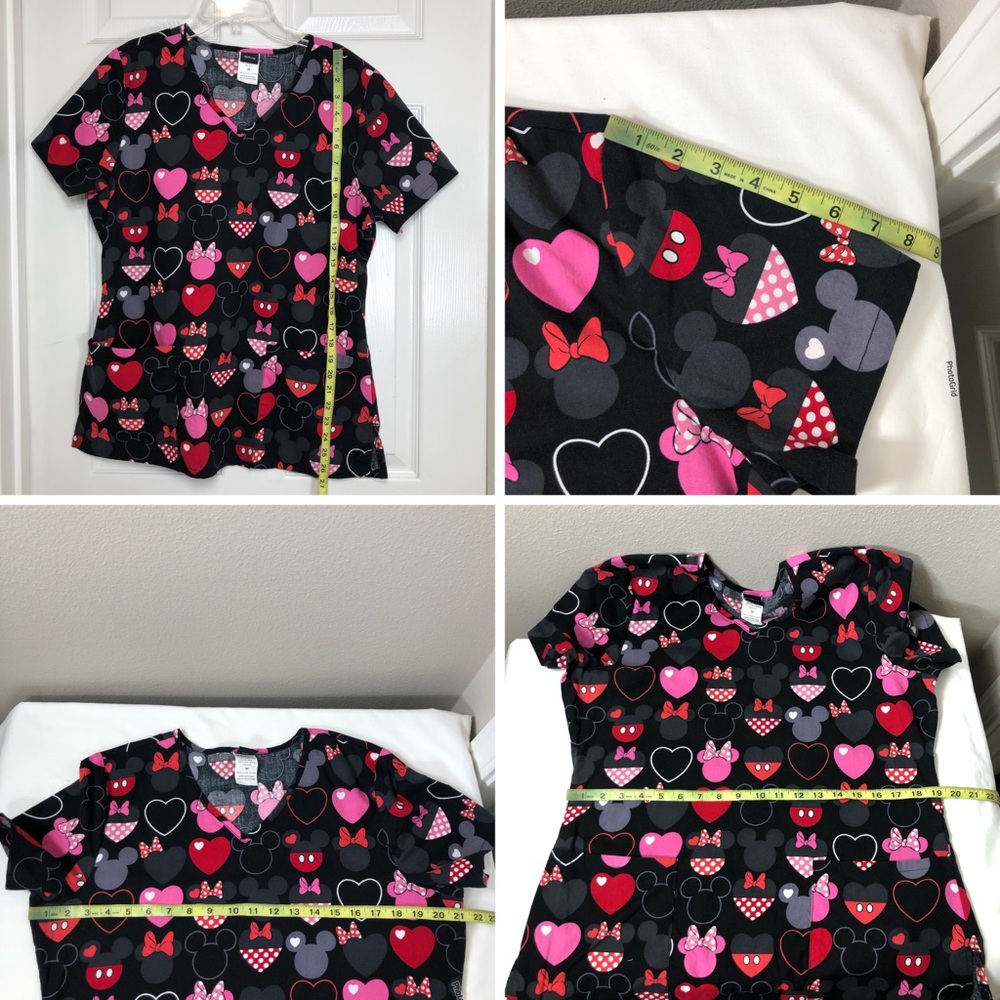Disney Mickey Frozen Tinker Bell Bundle Of 3 Disney Scrubs Tops With Pockets M - Picture 6 of 16